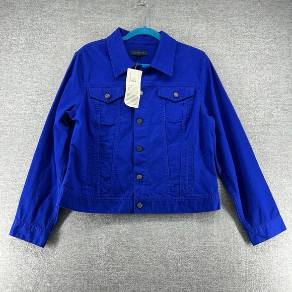 Talbots Jean Jacket Women Size Large Royal Blue Casual NEW - Picture 1 of 9